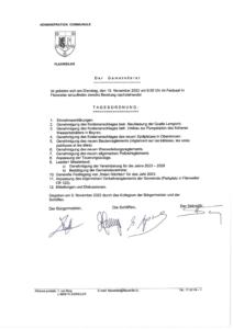 Tagesordnung der Gemeinderatssitzung - 15.11.2022