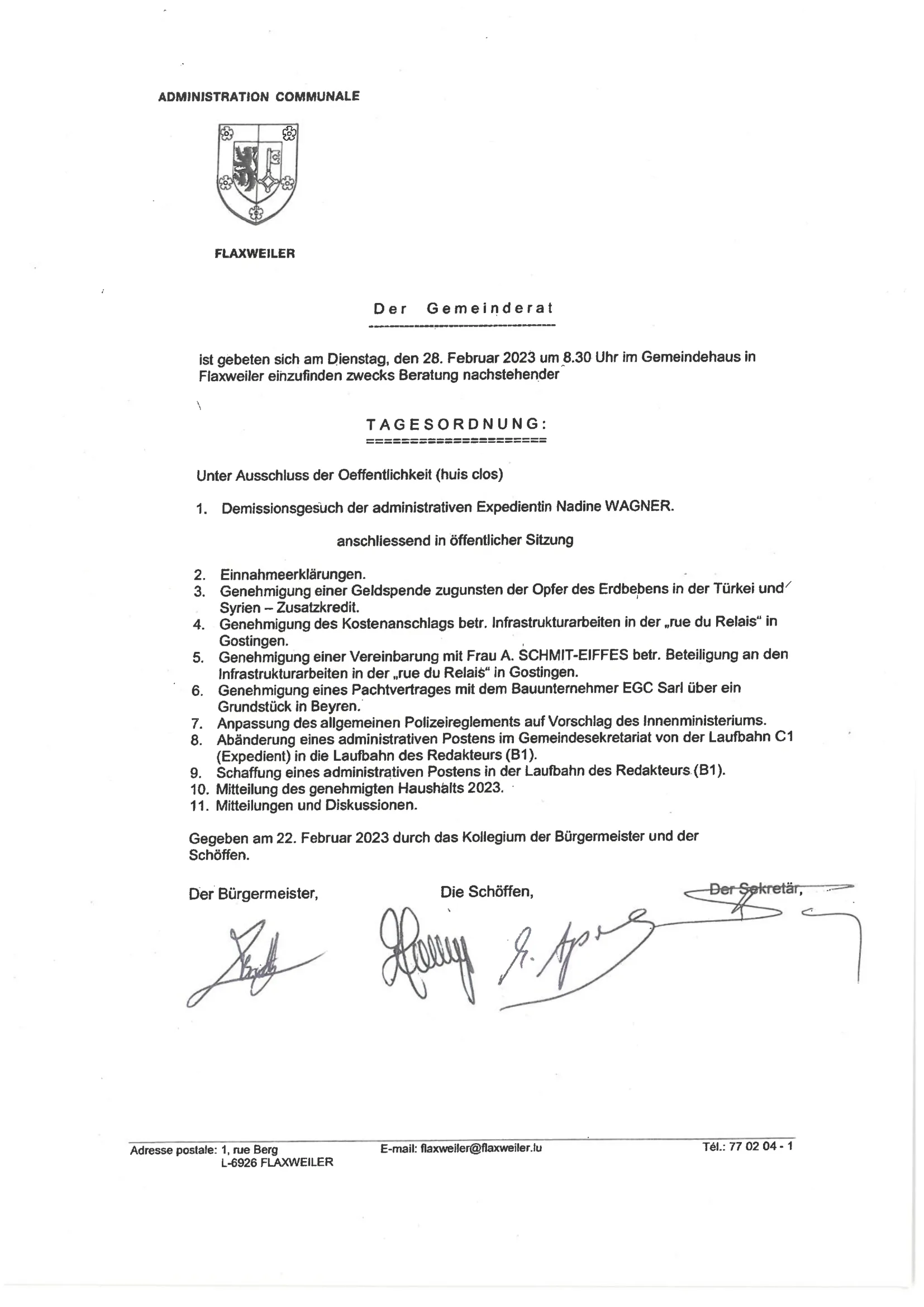 Gemengerotssetzung 28.02.2023