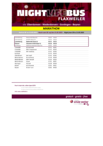 Modifications des horaires du bus NightLife en raison du marathon ING dans la nuit du 20 au 21 mai 2023