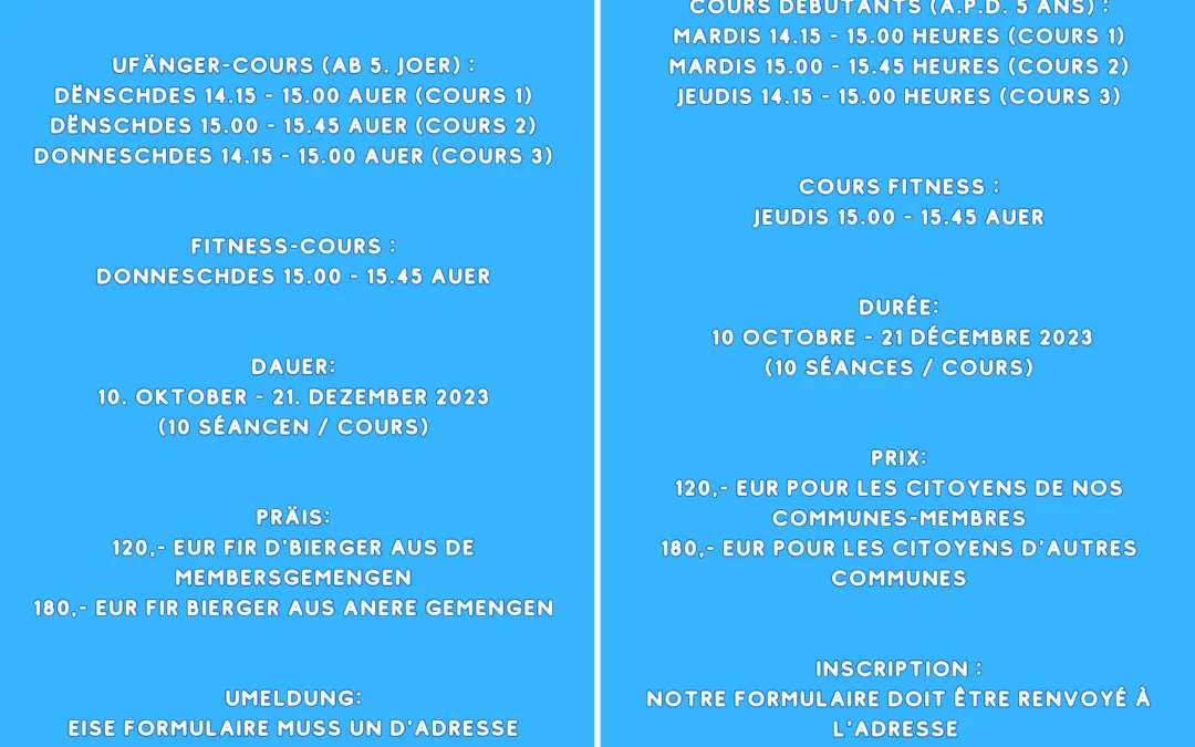 BILLEK: Cours de natation / Schwammcoursen