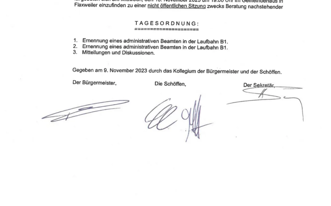 Tagesordnung der Gemeinderatssitzung – 15.11.2023