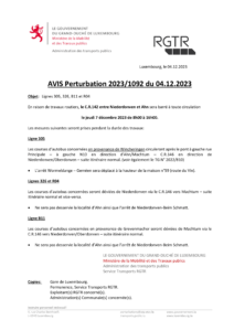 Pertubations - CR 142 entre Niederdonven et Ahn - 07/12/2023