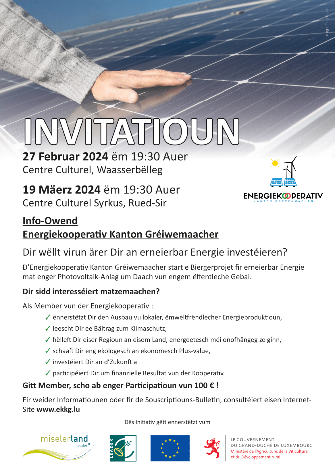 Energiekooperativ Kanton Grevenmacher - soirées d'information