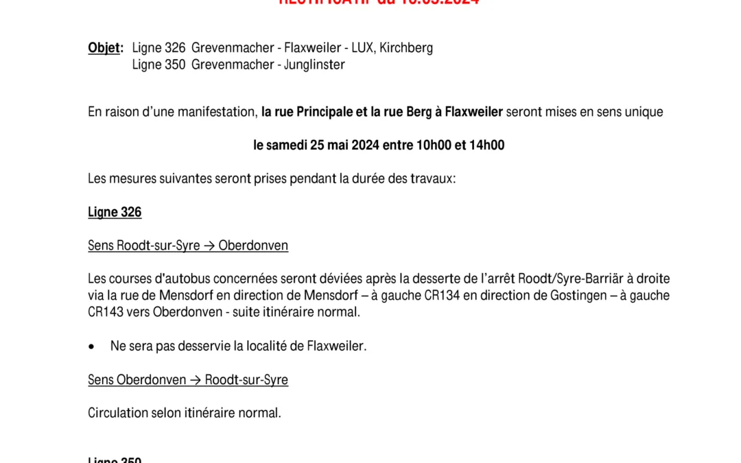 AVIS – Pertubation RGTR – 25/05/24