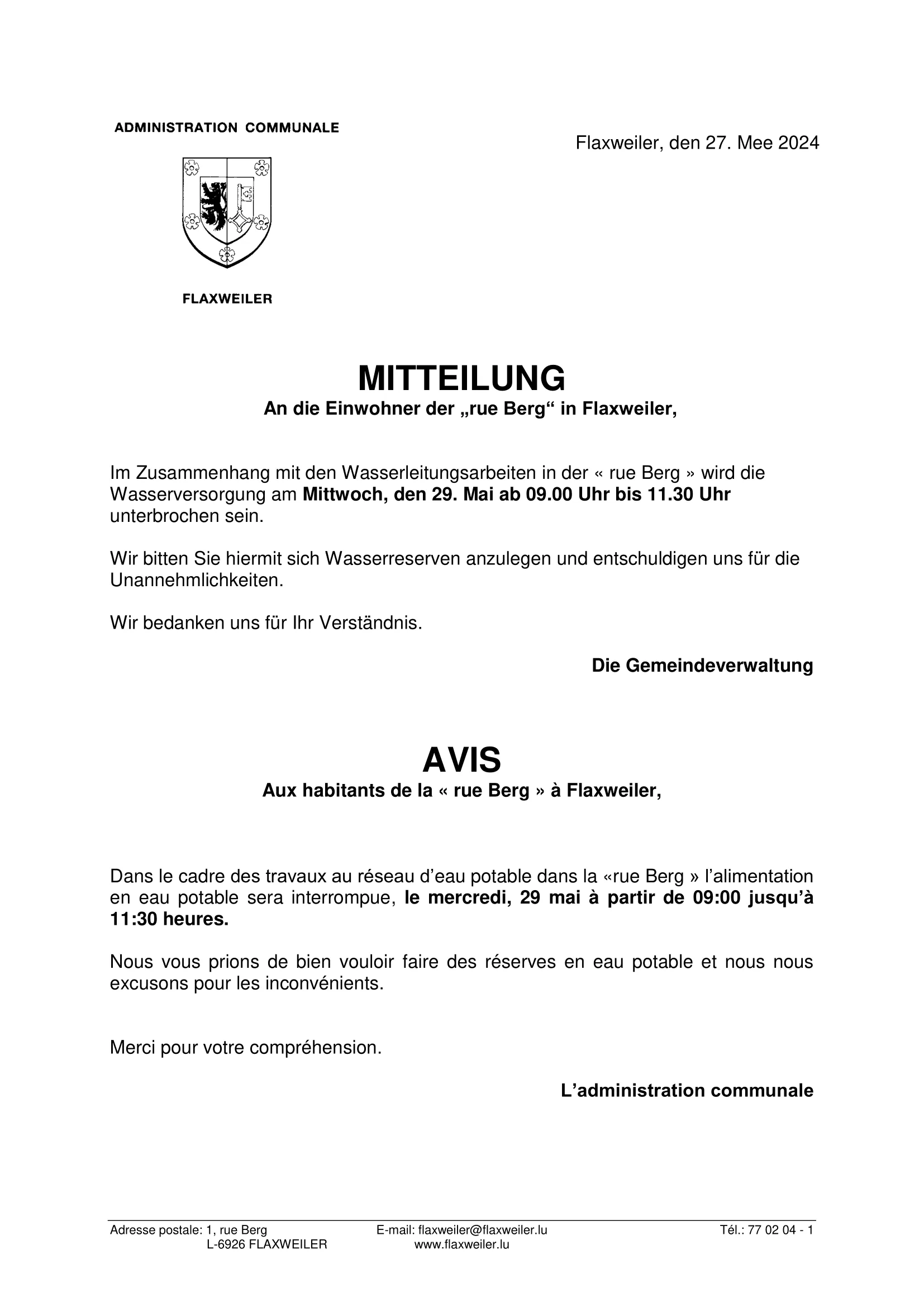 Avis Flax-rue Berg-conduite d'eau - 29.5.2024-1