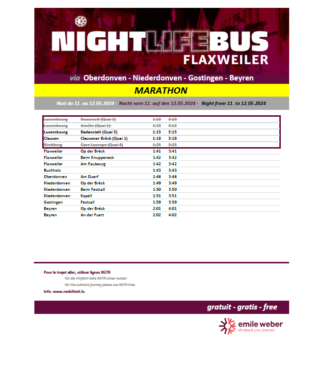 Nightlife Bus ING Marathon 11/05/2024