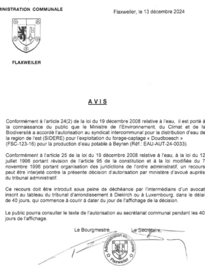 Autorisation – Ministre de l’Environnement, du Climat et de la Biodiversité – SIDERE – Réf. EAU-AUT-24-0033