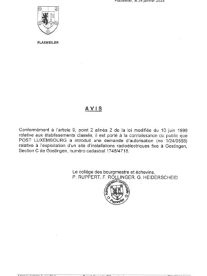 Demande d’autorisation – POST LUXEMBOURG – Réf.: 1/24/0558