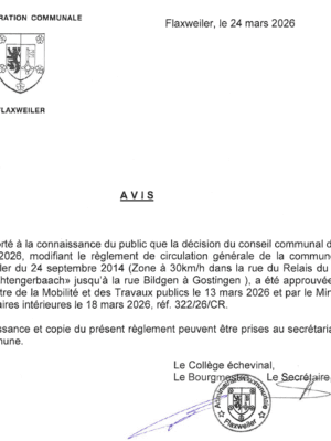 Modification du règlement de circulation à Gostingen