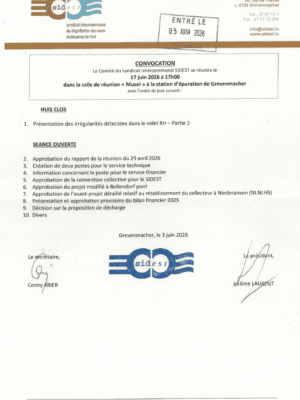Convocation – SIDEST – Réunion du comité – 17/06/2026