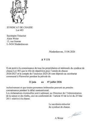Avis - Syndicat de chasse - Lot 483