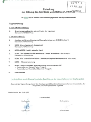 Convocation – SIGRE – Réunion du comité – 08/07/2026
