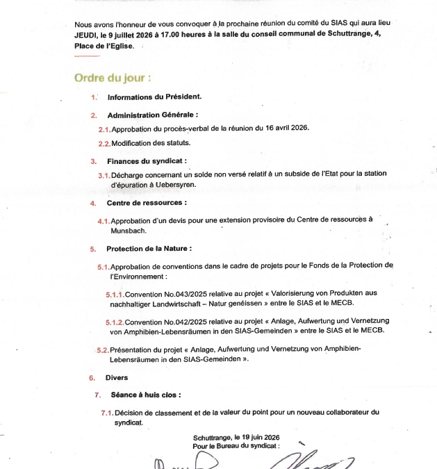 Convocation – SIAS – Réunion du comité – 09/07/2026