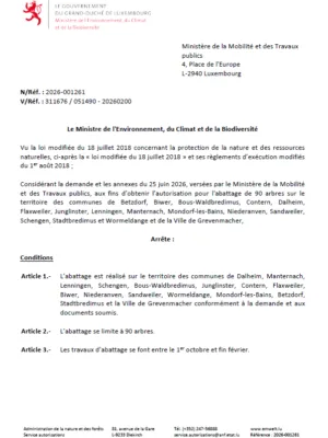Autorisation – Ministère de l’Environnement, du Climat et de la Biodiversité – Ministère de la Mobilité et des Travaux publics – Réf.: 2026-001261