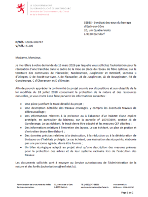 Autorisation – Ministère de l’Environnement, du Climat et de la Biodiversité – SEBES – Réf.: 2026-000747