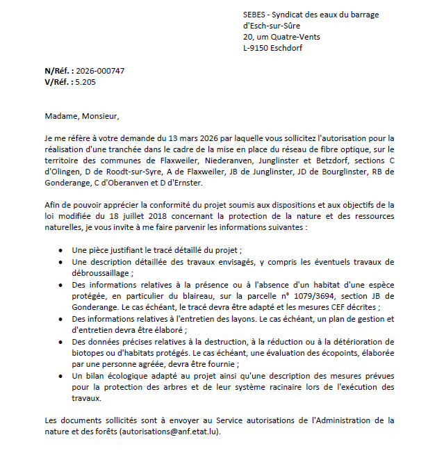 Autorisation – Ministère de l’Environnement, du Climat et de la Biodiversité – SEBES – Réf.: 2026-000747