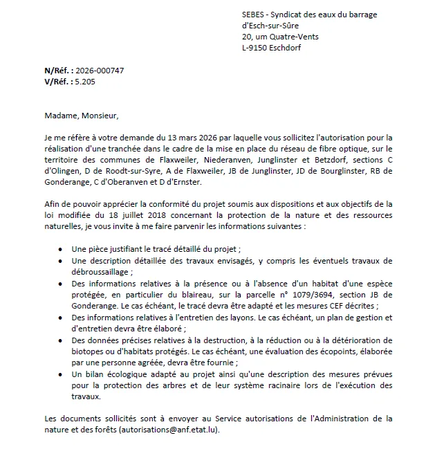 Autorisation – Ministère de l’Environnement, du Climat et de la Biodiversité – SEBES – Réf.: 2026-000747