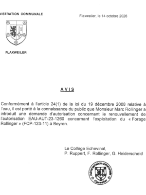 Demande d’autorisation – Monsieur Marc Rollinger – Réf.: EAU-AUT-23-1260-R26.1
