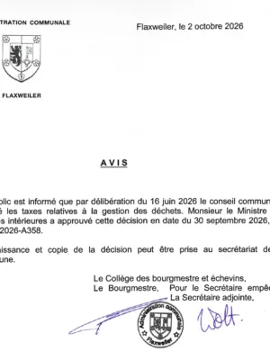 Avis- Taxes relatives à la gestion des déchets – Réf. FC05-2026-A358