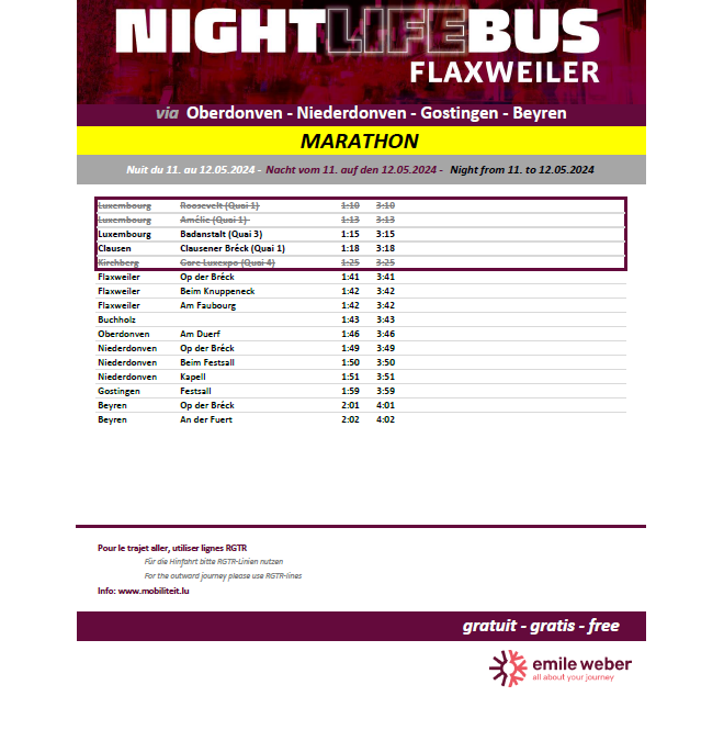 Nightlife Bus ING Marathon 11/05/2024